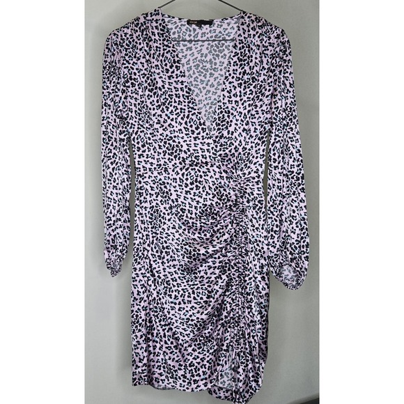 Maje Dresses & Skirts - Maje Cinched Mini Dress Pink Leopard Animal Print‎ Size 36 Small